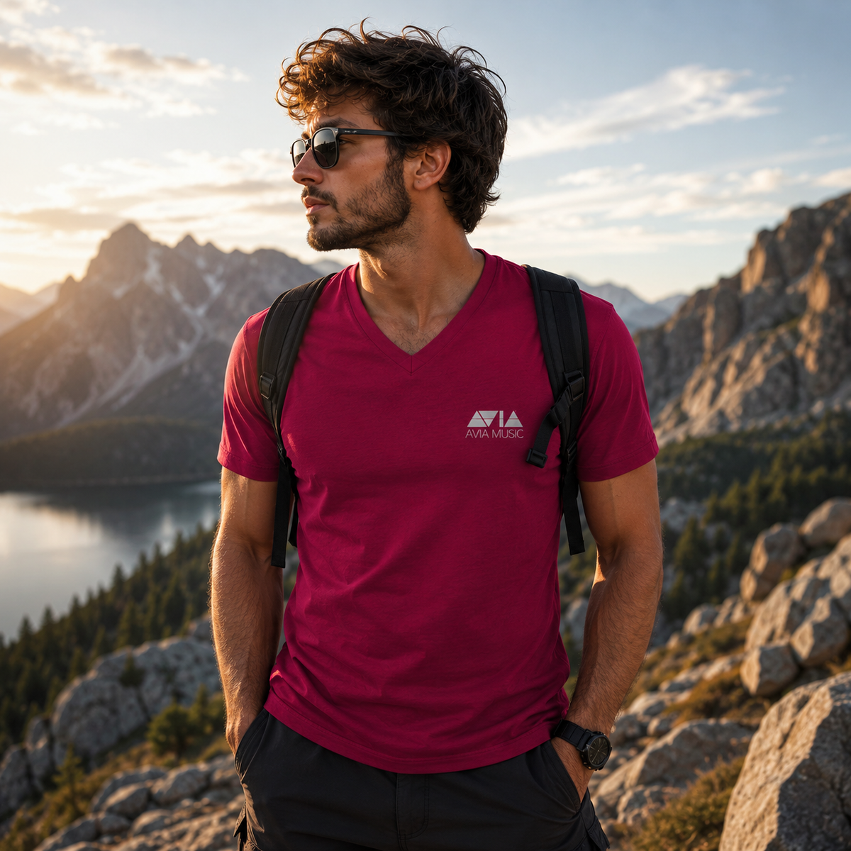 AVIA T-Shirt bordeaux / silver