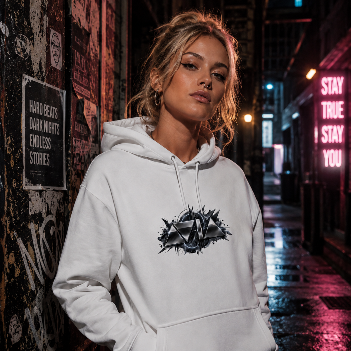 AVIA Hoodie white / black / girl